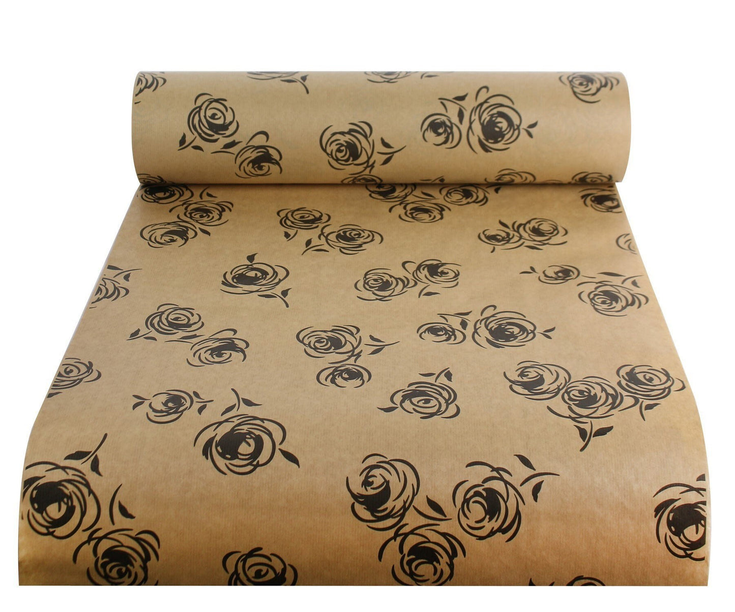 Wrapping Paper Black Rose Print 50CM Wide Eco Friendly, 100% Recycled Kraft | Recyclable, Sustainable, Plastic Free Gift Wrap