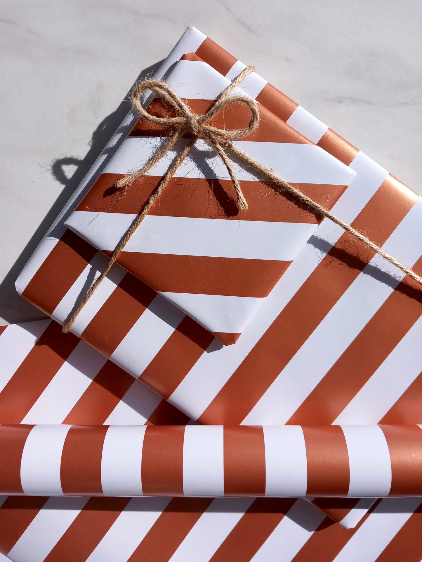 Rose Gold Stripe, Luxury Eco Friendly Christmas Gift Wrapping Paper, 100% Recycled & Recyclable,