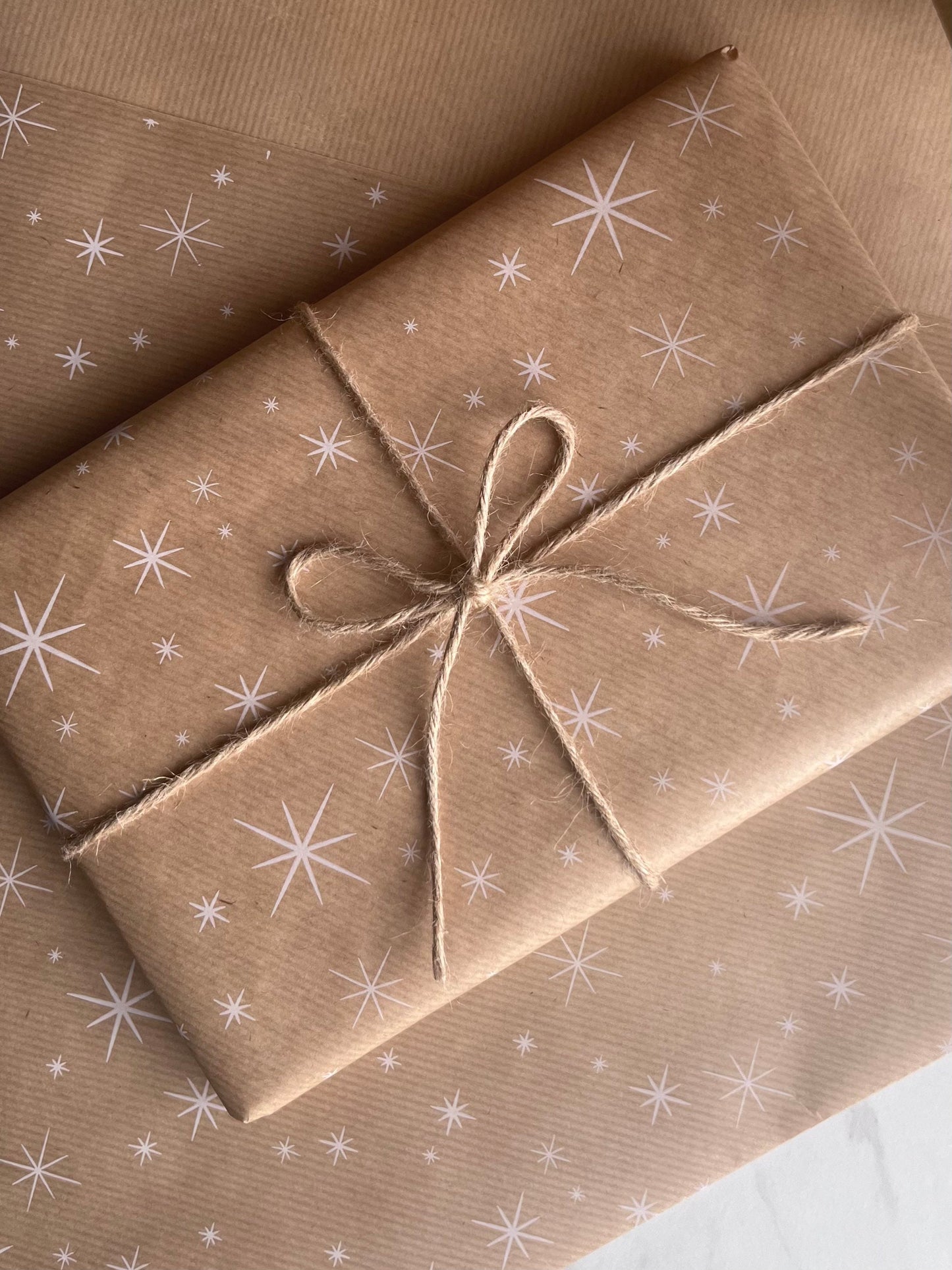 Wrapping Paper Christmas White Sparkle 50CM Wide Eco Friendly, 100% Recycled Kraft | Recyclable, Sustainable, Plastic Free Gift Wrap