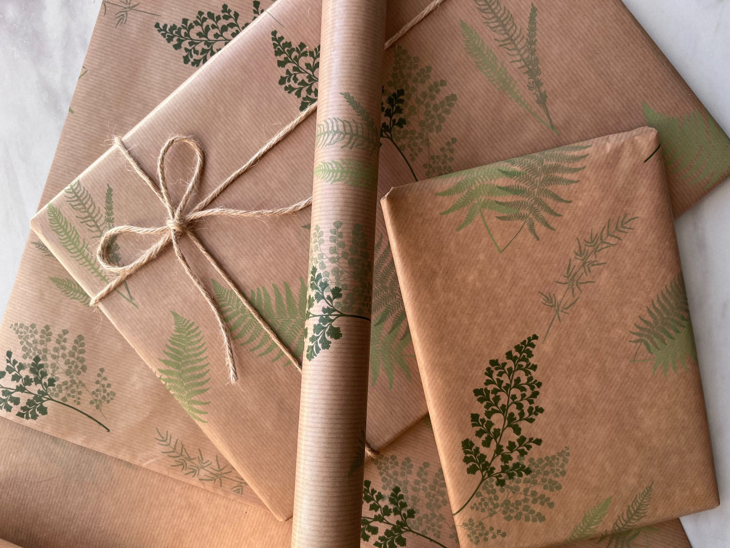 Wrapping Paper Botanical Leaves 50CM Wide Eco Friendly, 100% Recycled Kraft | Recyclable, Sustainable, Plastic Free Gift Wrap