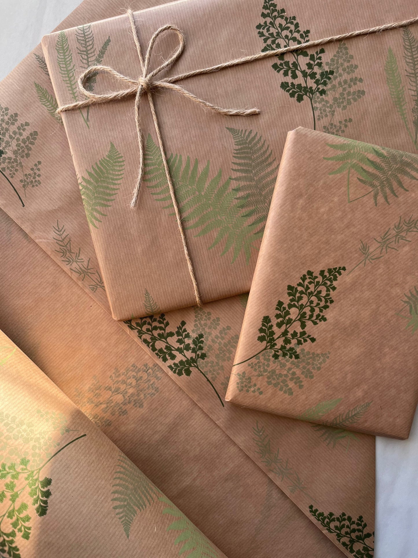 Wrapping Paper Botanical Leaves 50CM Wide Eco Friendly, 100% Recycled Kraft | Recyclable, Sustainable, Plastic Free Gift Wrap
