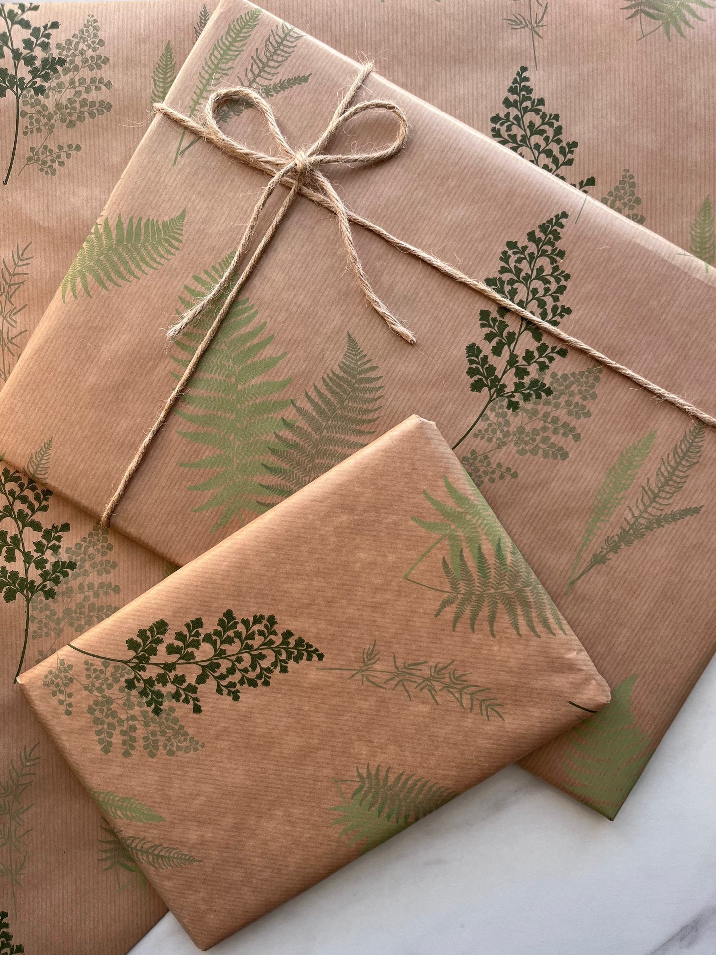 Wrapping Paper Botanical Leaves 50CM Wide Eco Friendly, 100% Recycled Kraft | Recyclable, Sustainable, Plastic Free Gift Wrap