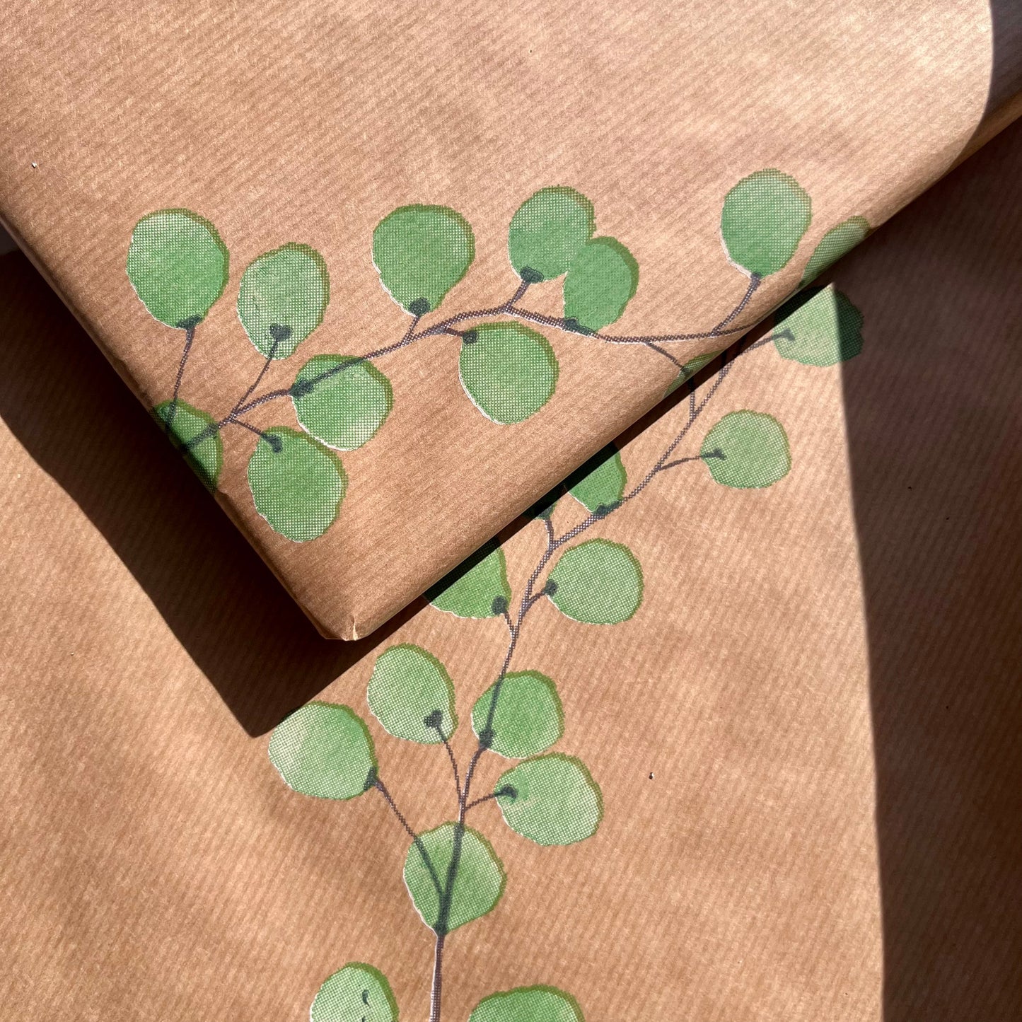 Wrapping Paper Eucalyptus Stems Leaves 50CM Wide Eco Friendly, 100% Recycled Kraft | Recyclable, Sustainable, Plastic Free Gift Wrap