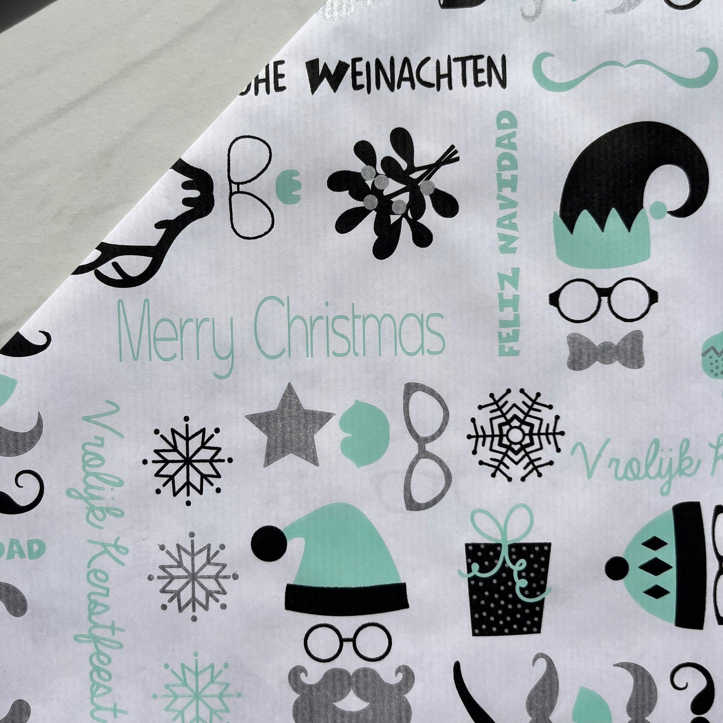 Wrapping Paper Christmas Languages 50CM Wide Eco Friendly, 100% Recycled Kraft | Recyclable, Sustainable, Plastic Free Gift Wrap