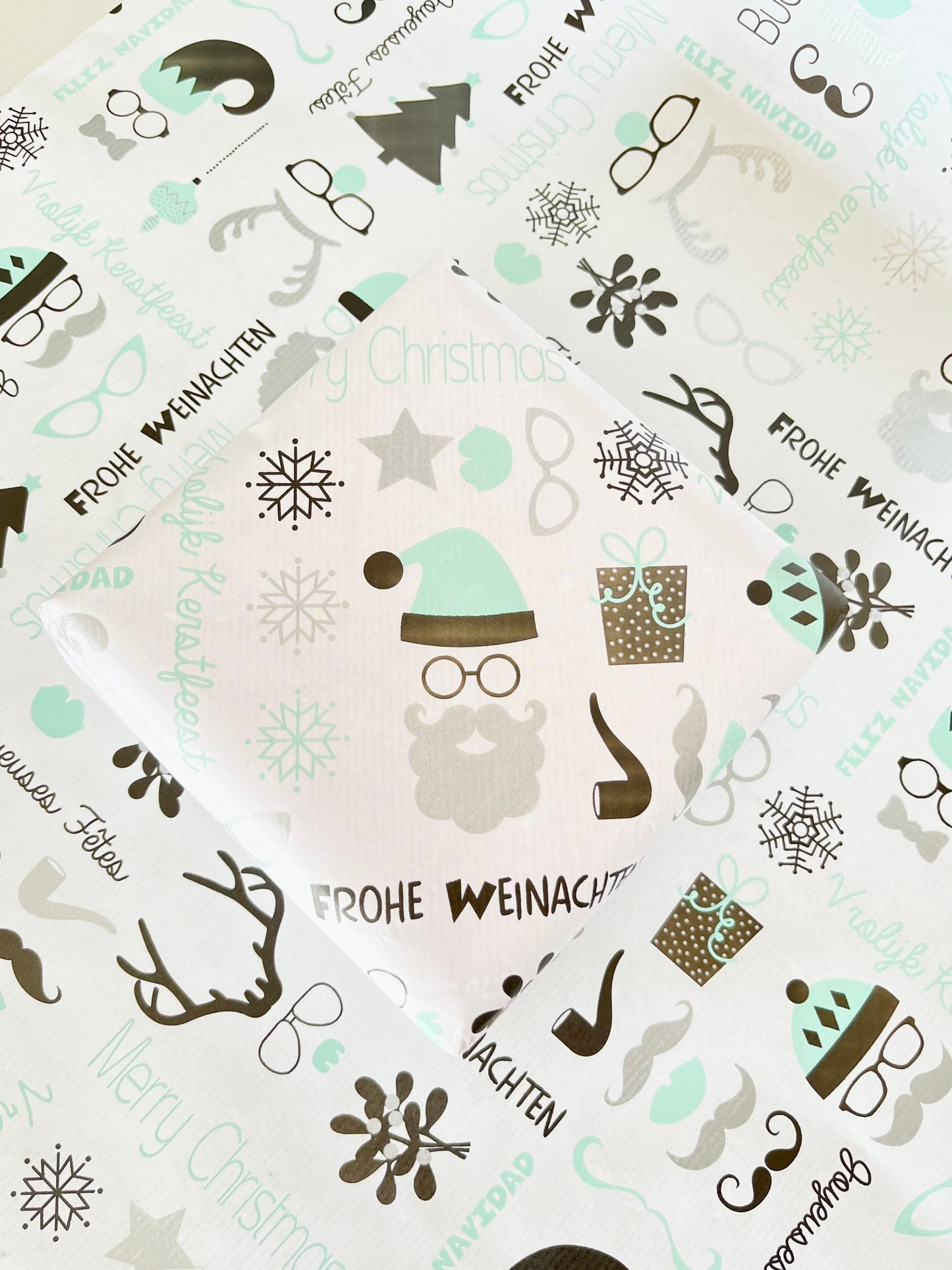 Wrapping Paper Christmas Languages 50CM Wide Eco Friendly, 100% Recycled Kraft | Recyclable, Sustainable, Plastic Free Gift Wrap