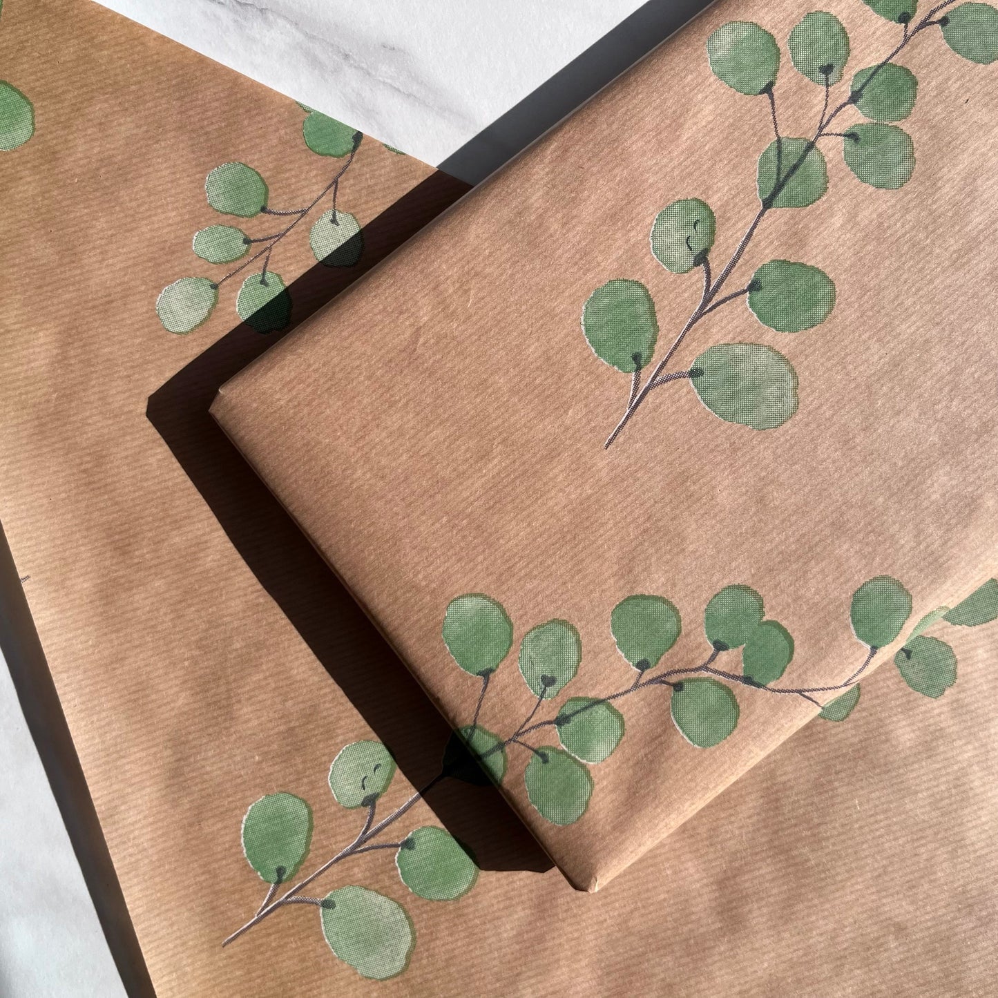 Eucalyptus Stems Leaves Eco Friendly Gift Wrapping Paper, 100% Recycled & Recyclable, Kraft Wrapping Paper, Birthday Wrapping Paper.