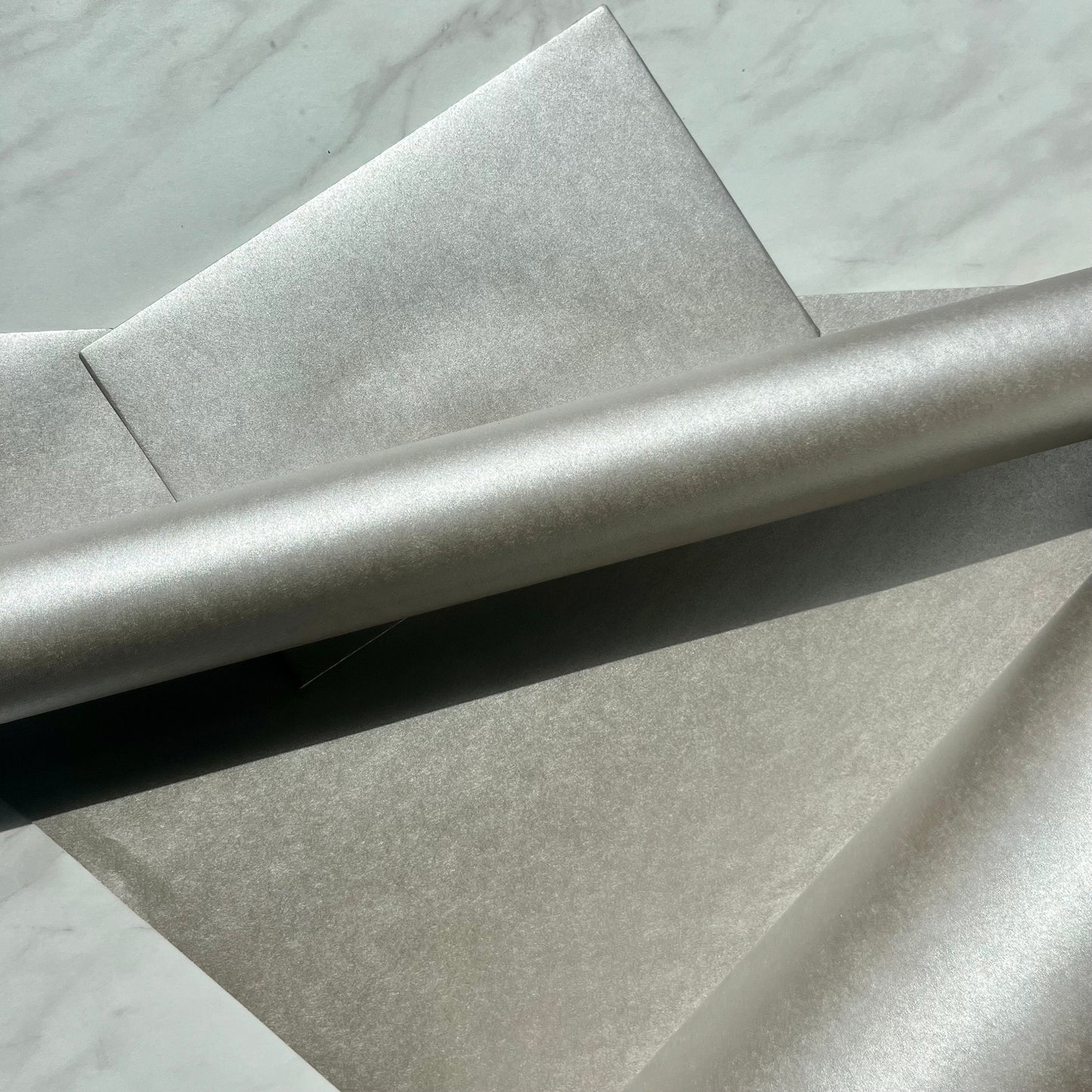 Wrapping Paper Matt Silver 50CM Wide Eco Friendly, 100% Recycled Kraft | Recyclable, Sustainable, Plastic Free Gift Wrap