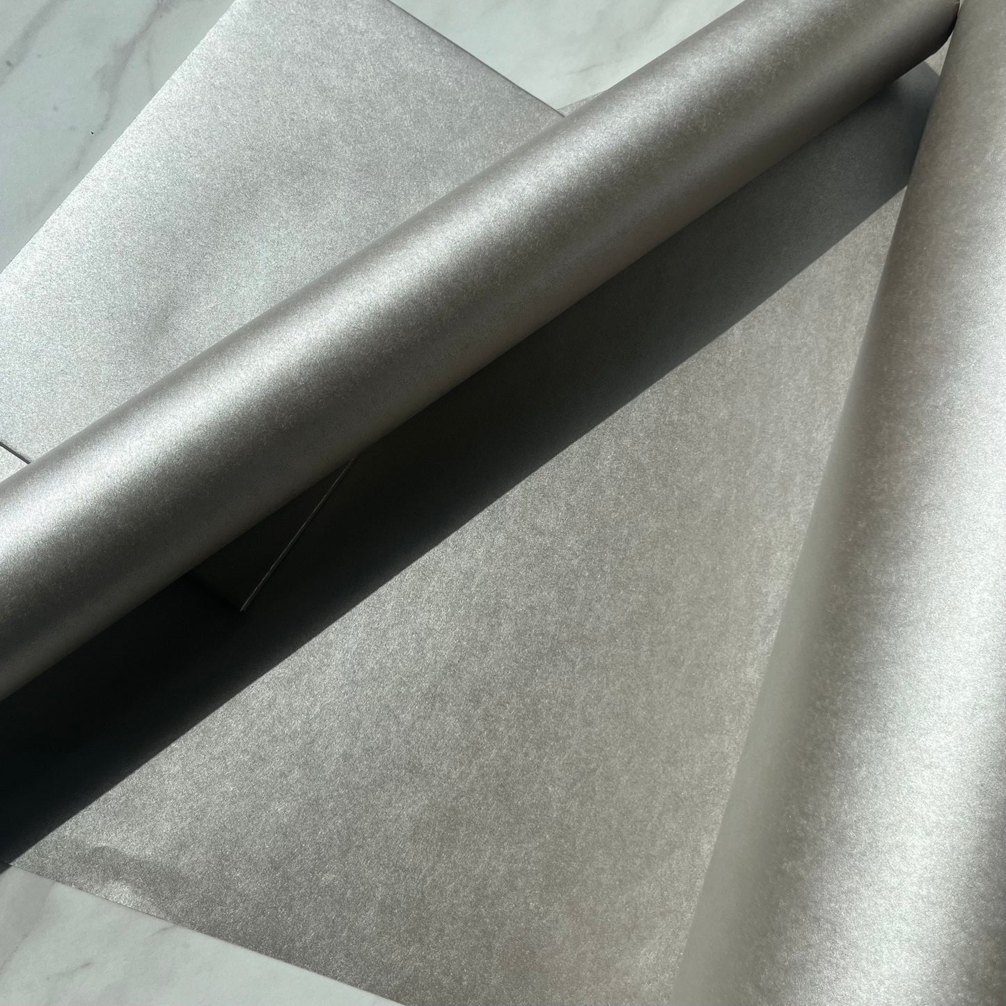 Wrapping Paper Matt Silver 50CM Wide Eco Friendly, 100% Recycled Kraft | Recyclable, Sustainable, Plastic Free Gift Wrap