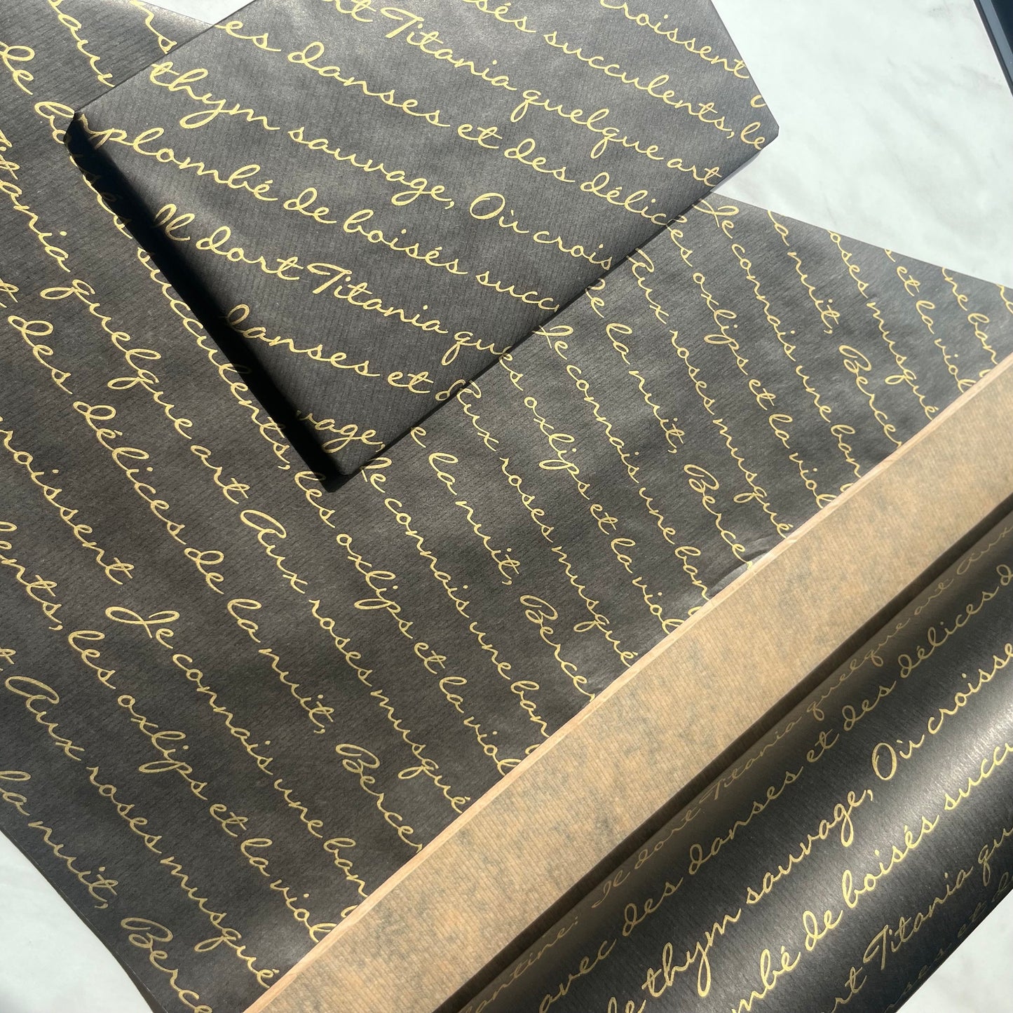 Gold Script Eco Friendly Gift Wrapping Paper, 100% Recycled & Recyclable, Sustainable Kraft Gift Wrapping Paper, Birthday Wrapping Paper