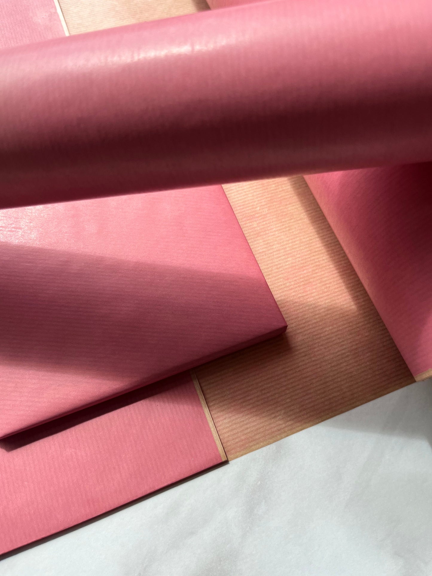 Pale Pink Lined Eco Friendly Gift Wrapping Paper, 100% Recycled & Recyclable, Sustainable Kraft Wrapping Paper, Birthday Gift Wrap