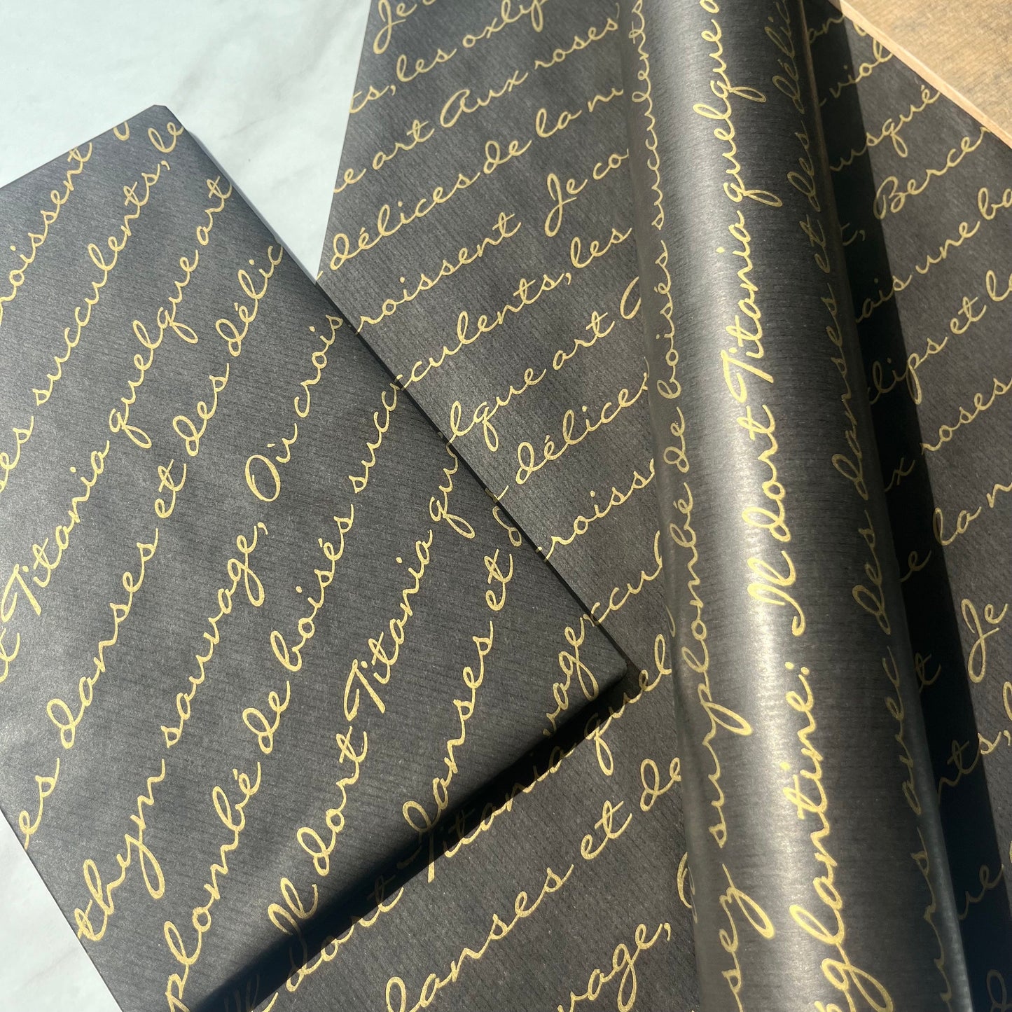 Gold Script Eco Friendly Gift Wrapping Paper, 100% Recycled & Recyclable, Sustainable Kraft Gift Wrapping Paper, Birthday Wrapping Paper