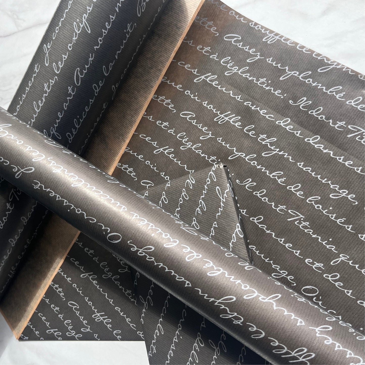 Silver Script Eco Friendly Gift Wrapping Paper, 100% Recycled & Recyclable, Sustainable Kraft Gift Wrapping Paper, Birthday Wrapping Paper