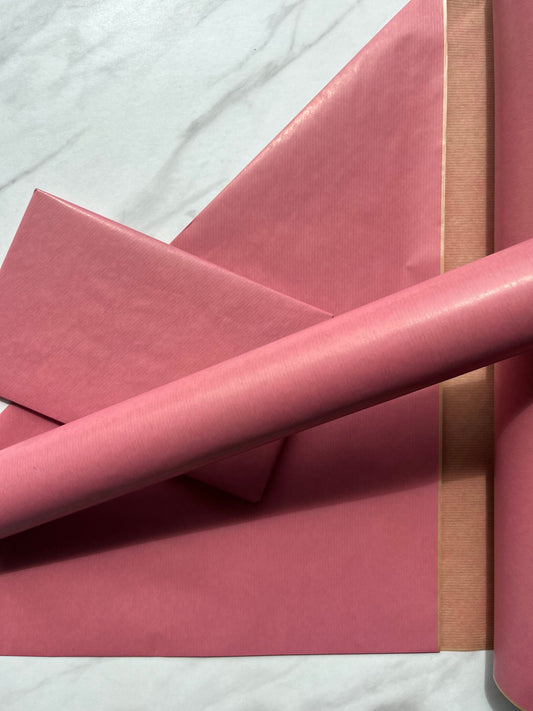 Pale Pink Lined Eco Friendly Gift Wrapping Paper, 100% Recycled & Recyclable, Sustainable Kraft Wrapping Paper, Birthday Gift Wrap