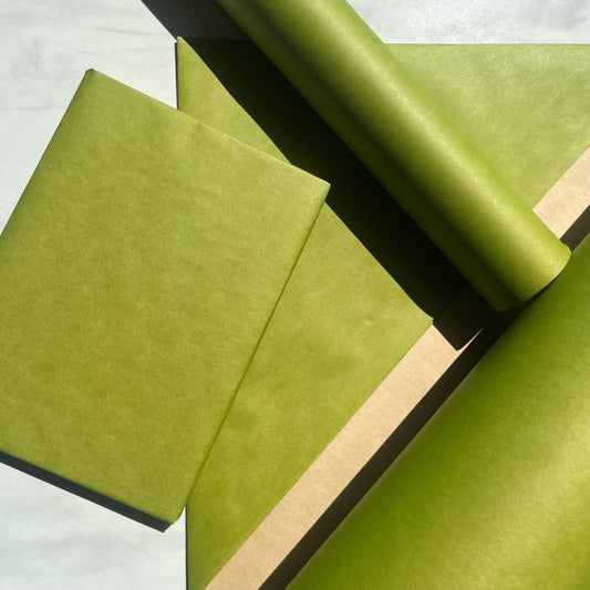 Wrapping Paper Matt Lime Green 50CM Wide Eco Friendly, 100% Recycled Kraft | Recyclable, Sustainable, Plastic Free Gift Wrap