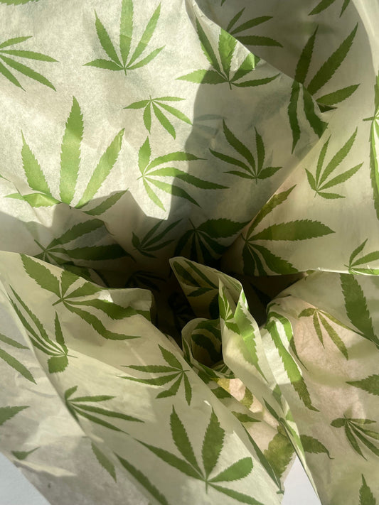 Cannabis Leaf Print Eco Friendly Tissue Paper, 100% Recycled & Recyclable, Floral, Hemp, Marijuana Luxury Printed Birthfay Tissue Paper