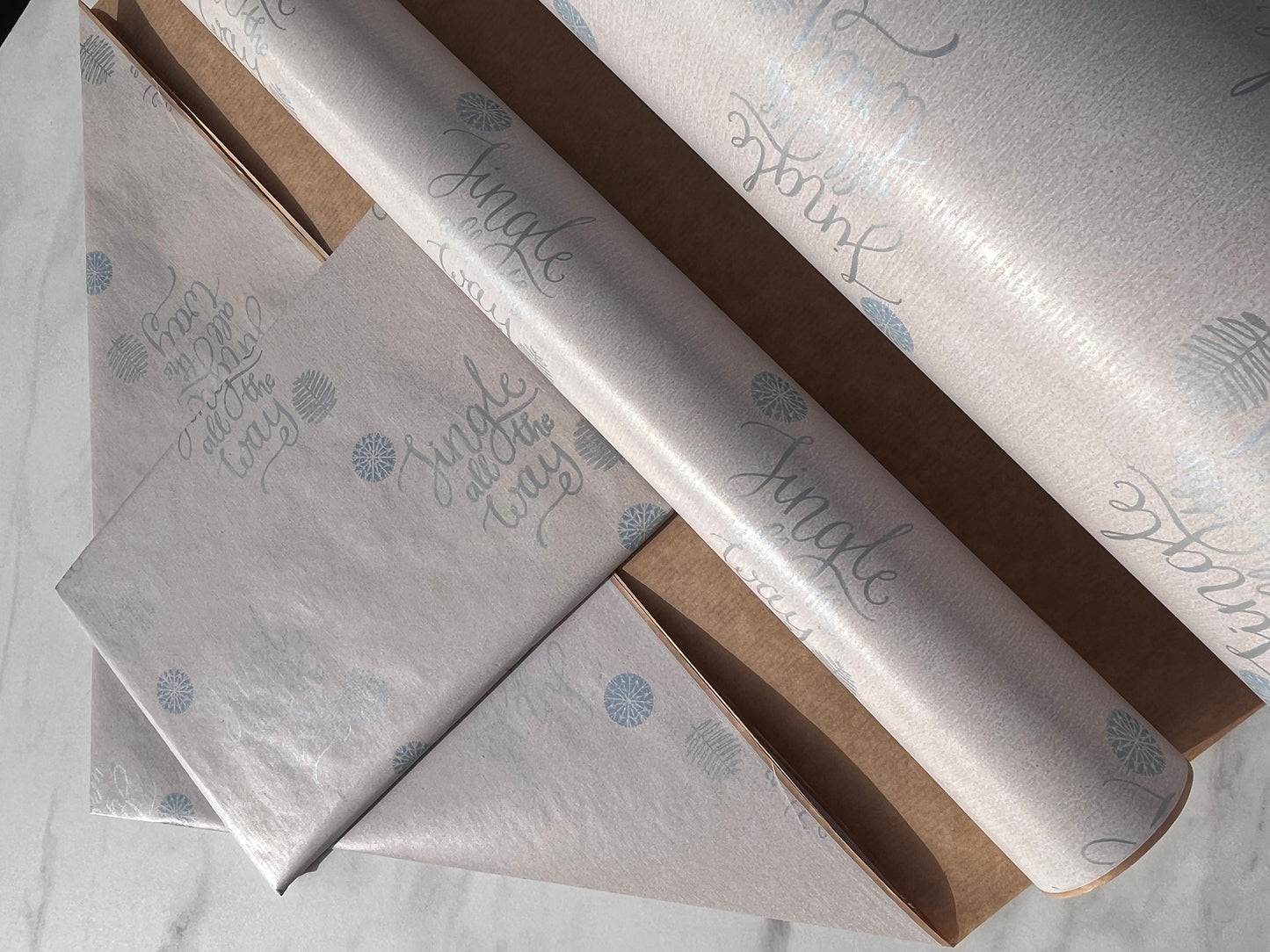 Wrapping Paper Christmas Jingle All The Way 50CM Wide Eco Friendly, 100% Recycled Kraft | Recyclable, Sustainable, Plastic Free Gift Wrap