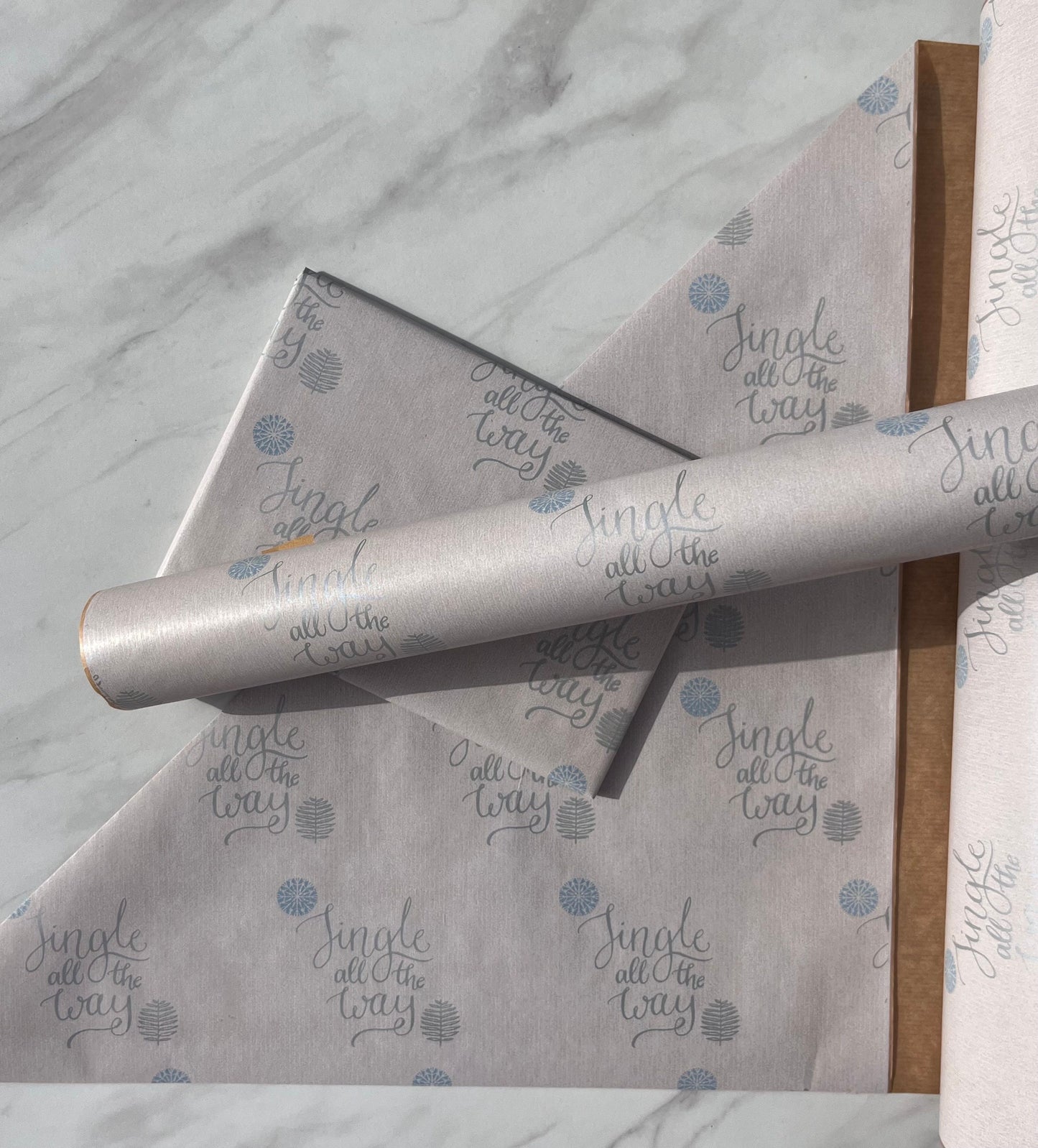 Wrapping Paper Christmas Jingle All The Way 50CM Wide Eco Friendly, 100% Recycled Kraft | Recyclable, Sustainable, Plastic Free Gift Wrap