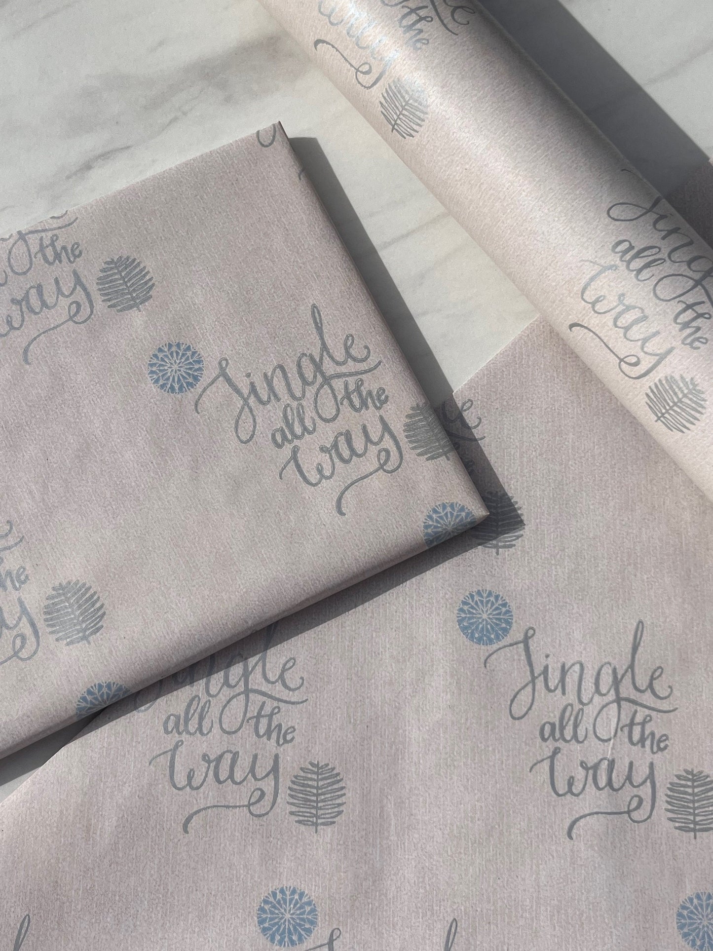 Wrapping Paper Christmas Jingle All The Way 50CM Wide Eco Friendly, 100% Recycled Kraft | Recyclable, Sustainable, Plastic Free Gift Wrap