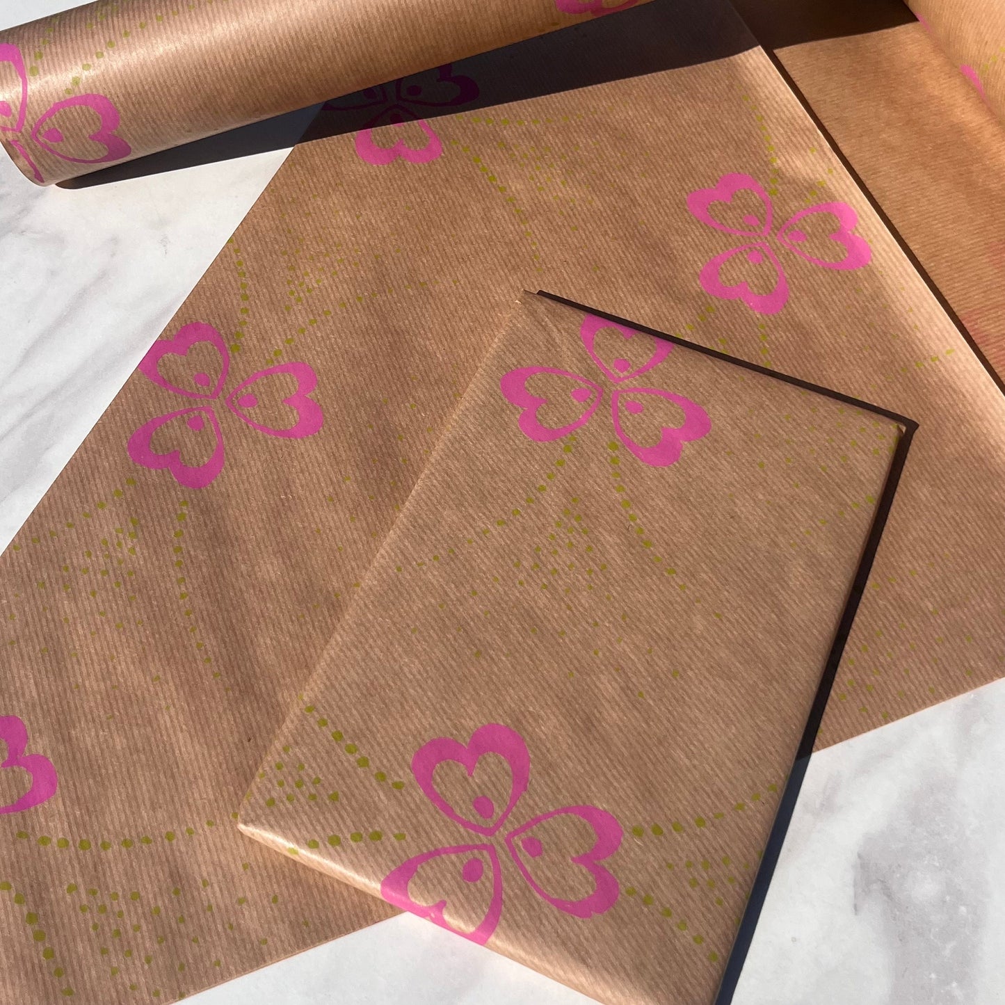 Wrapping Paper Pollyanna Flowers 50CM Wide Eco Friendly, 100% Recycled Kraft | Recyclable, Sustainable, Plastic Free Gift Wrap