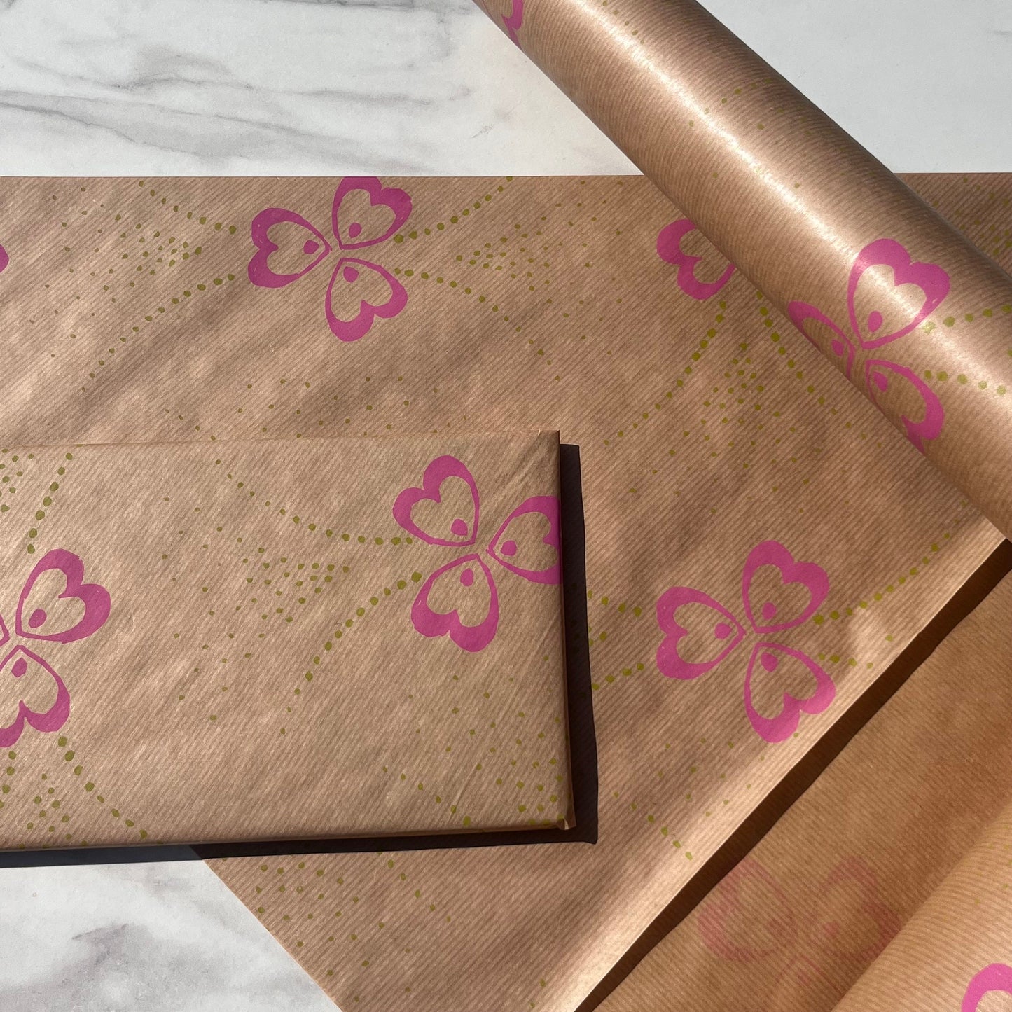 Wrapping Paper Pollyanna Flowers 50CM Wide Eco Friendly, 100% Recycled Kraft | Recyclable, Sustainable, Plastic Free Gift Wrap