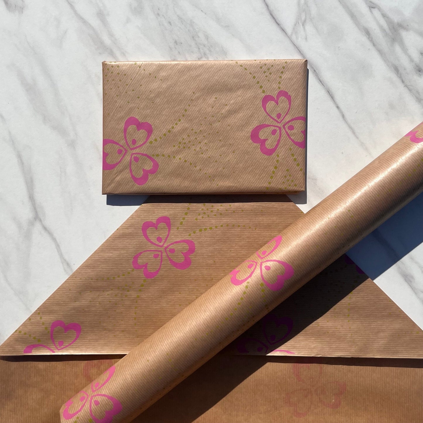 Wrapping Paper Pollyanna Flowers 50CM Wide Eco Friendly, 100% Recycled Kraft | Recyclable, Sustainable, Plastic Free Gift Wrap