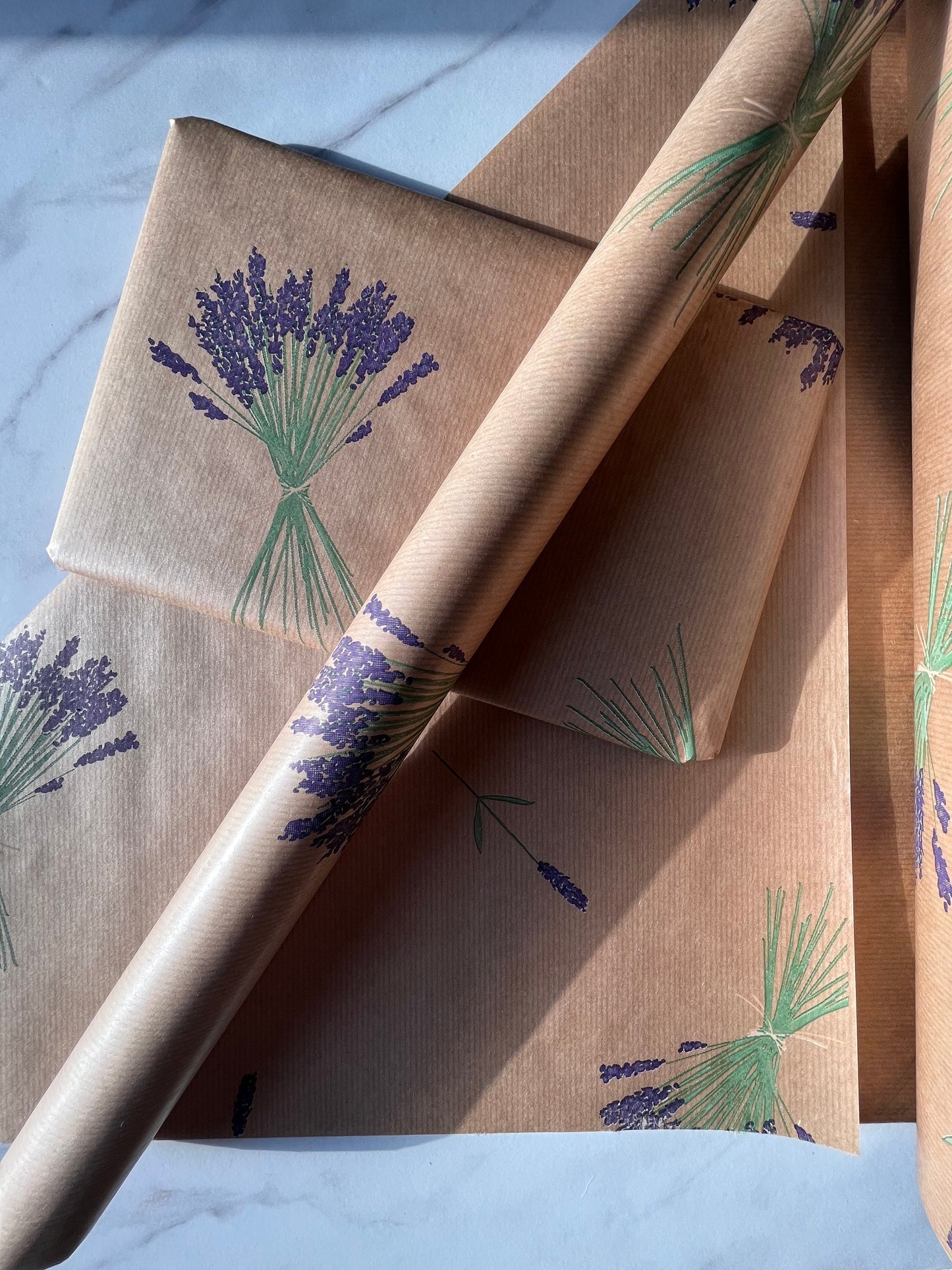 Lavender Flowers Eco Friendly Gift Wrapping Paper, 100% Recycled & Recyclable, Kraft Wrapping Paper, Birthday Wrapping Paper.