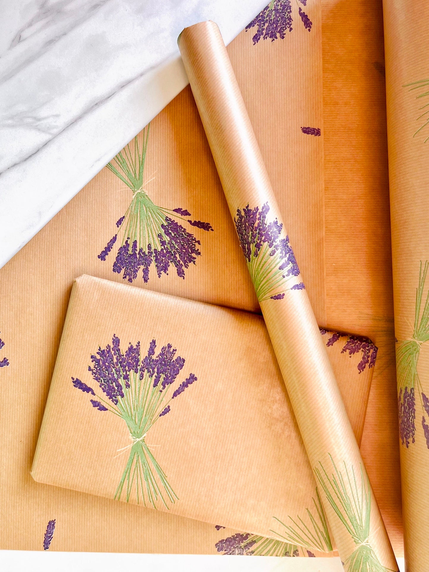 Lavender Flowers Eco Friendly Gift Wrapping Paper, 100% Recycled & Recyclable, Kraft Wrapping Paper, Birthday Wrapping Paper.