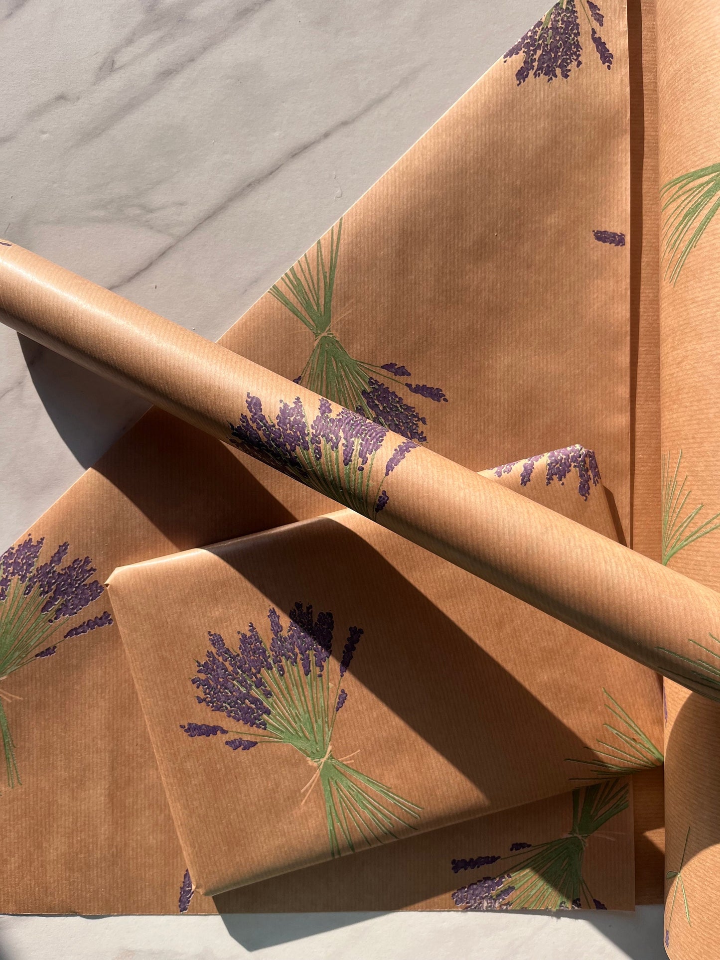 Lavender Flowers Eco Friendly Gift Wrapping Paper, 100% Recycled & Recyclable, Kraft Wrapping Paper, Birthday Wrapping Paper.