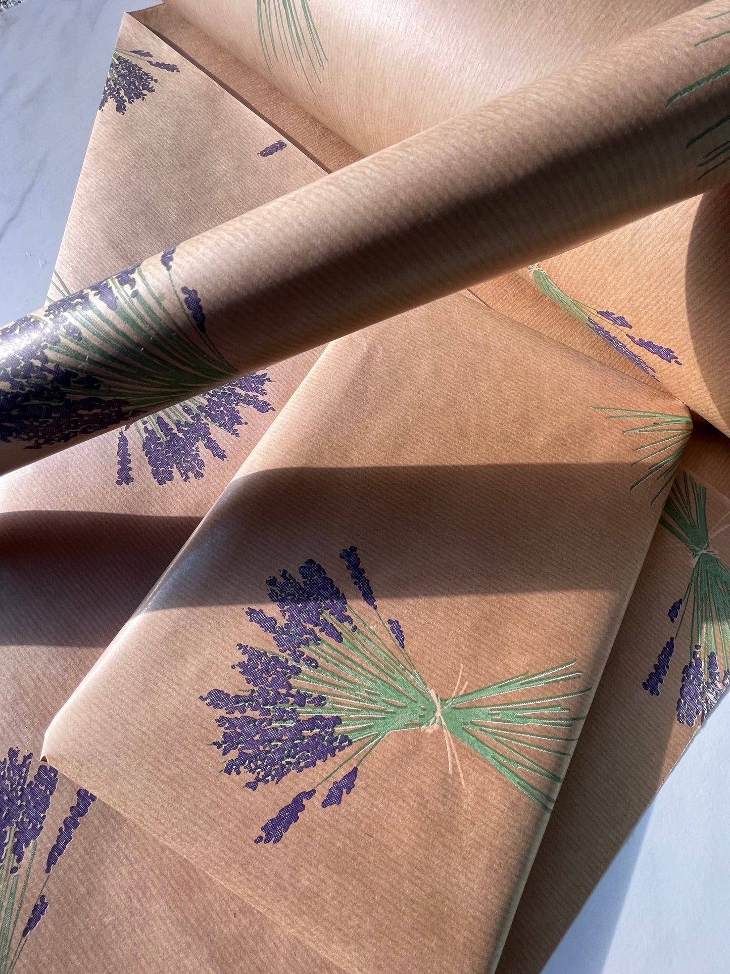 Lavender Flowers Eco Friendly Gift Wrapping Paper, 100% Recycled & Recyclable, Kraft Wrapping Paper, Birthday Wrapping Paper.