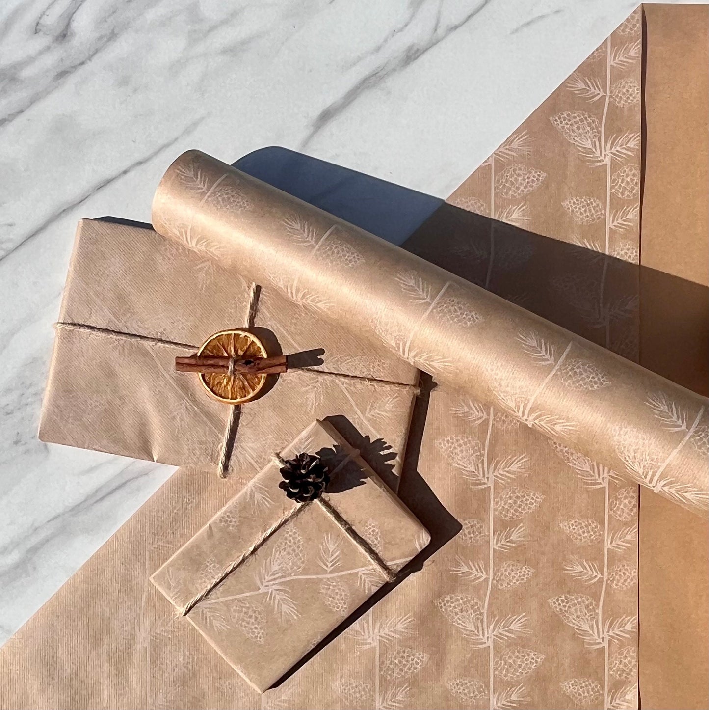 Wrapping Paper Christmas Trees 50CM Wide Eco Friendly, 100% Recycled Kraft | Recyclable, Sustainable, Plastic Free Gift Wrap
