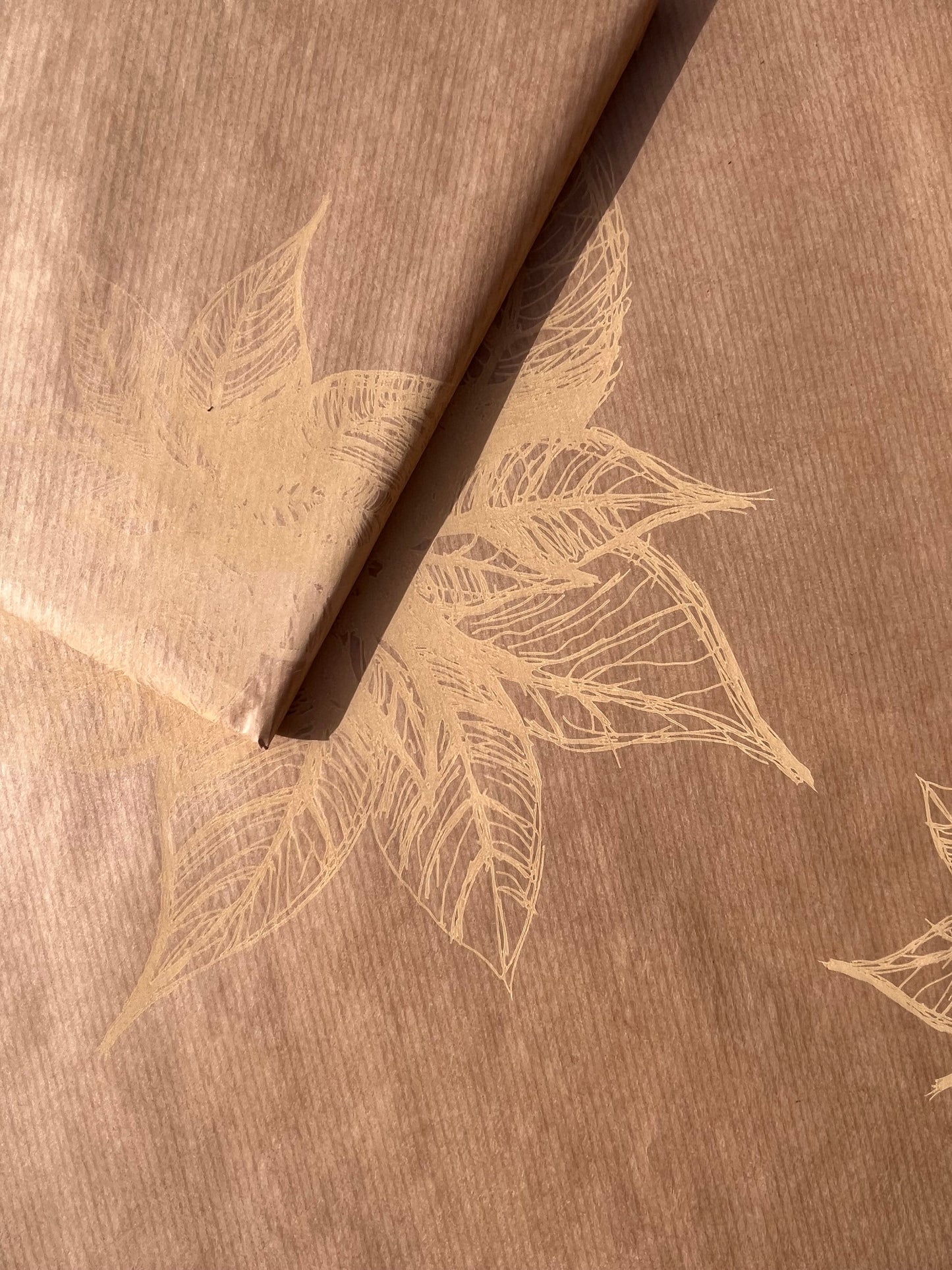 Wrapping Paper Poinsettia 50CM Wide Eco Friendly, 100% Recycled Kraft | Recyclable, Sustainable, Plastic Free Gift Wrap