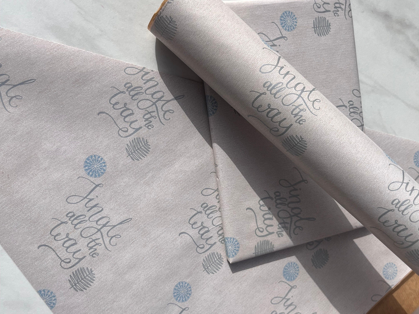 Wrapping Paper Christmas Jingle All The Way 50CM Wide Eco Friendly, 100% Recycled Kraft | Recyclable, Sustainable, Plastic Free Gift Wrap