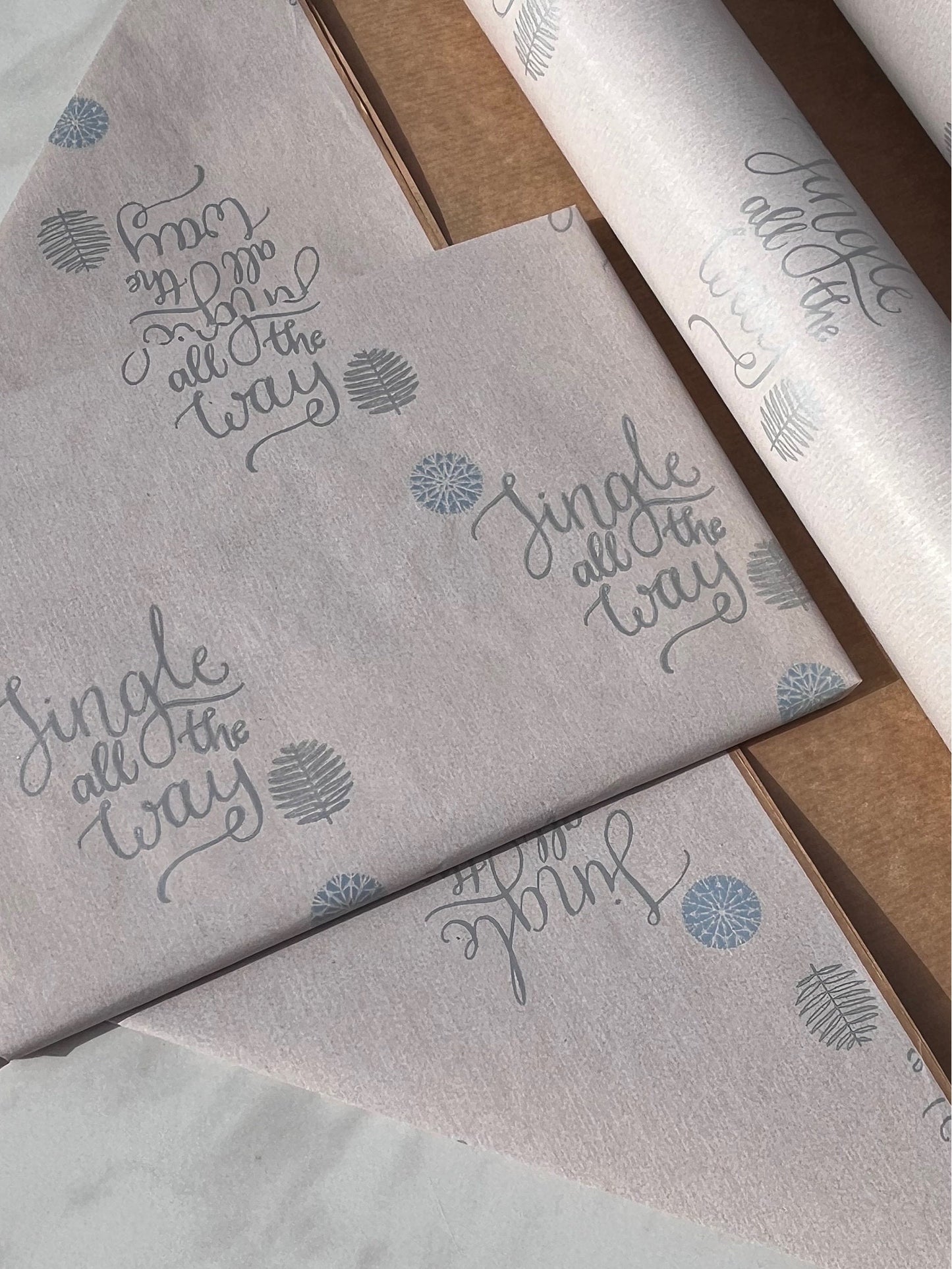 Wrapping Paper Christmas Jingle All The Way 50CM Wide Eco Friendly, 100% Recycled Kraft | Recyclable, Sustainable, Plastic Free Gift Wrap
