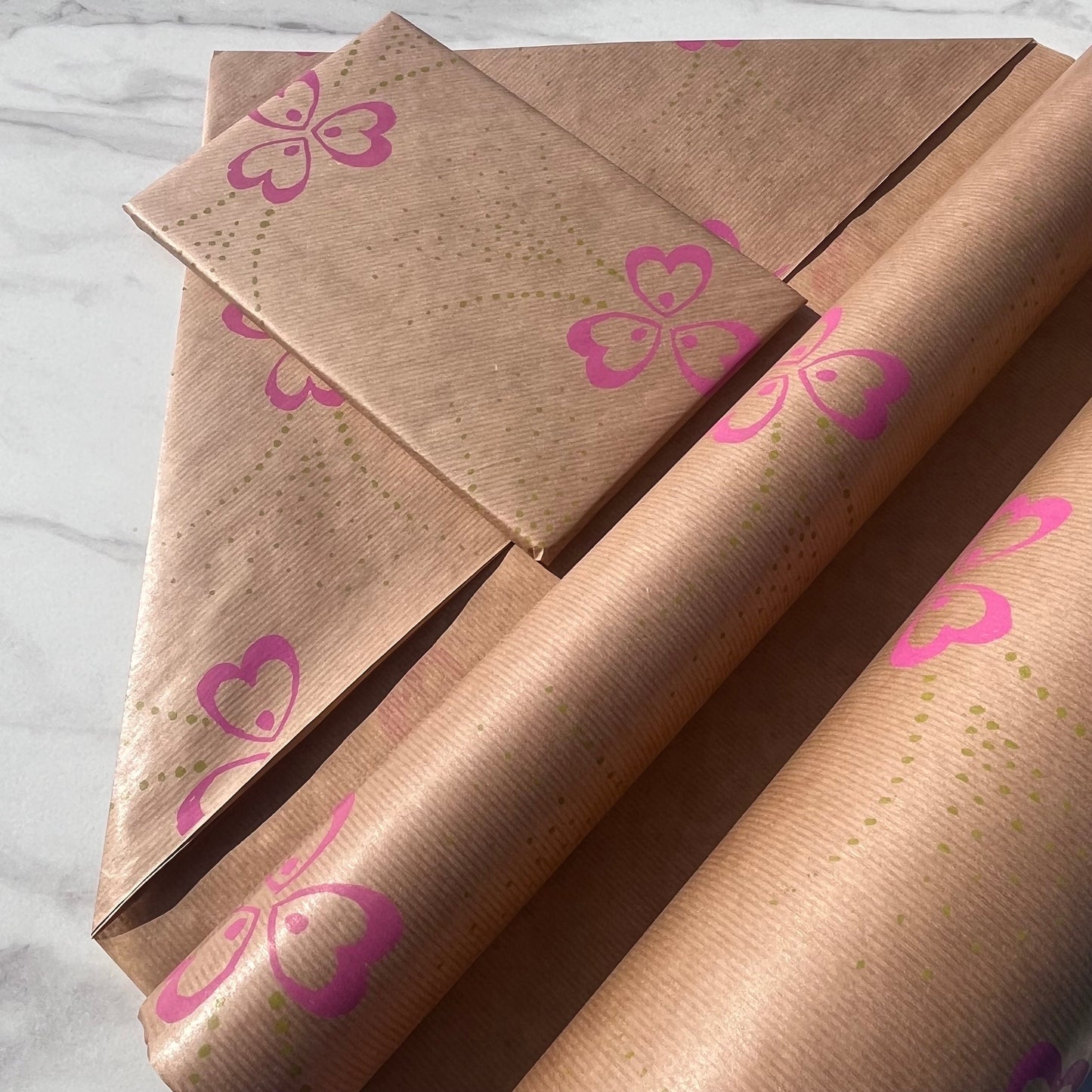 Wrapping Paper Pollyanna Flowers 50CM Wide Eco Friendly, 100% Recycled Kraft | Recyclable, Sustainable, Plastic Free Gift Wrap