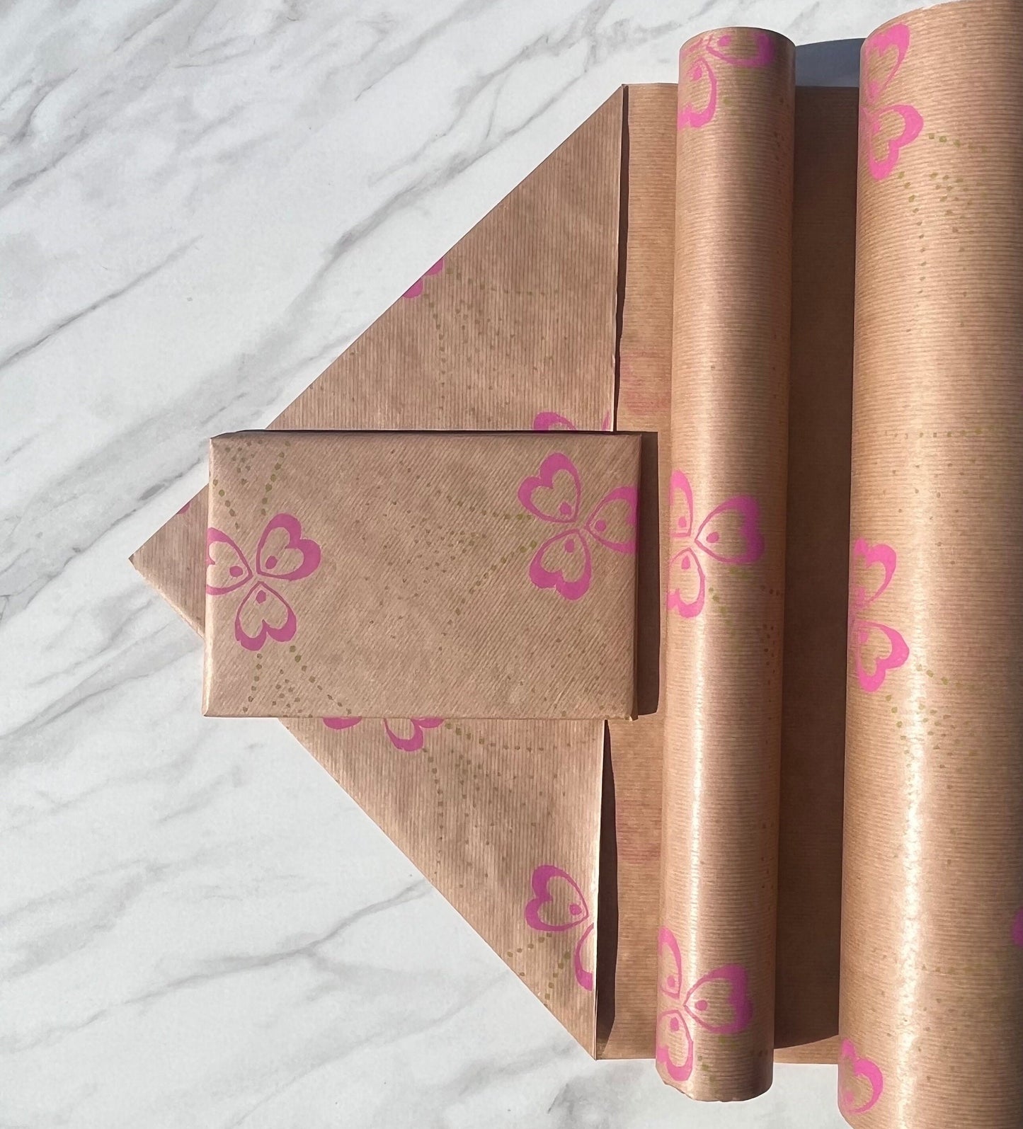 Wrapping Paper Pollyanna Flowers 50CM Wide Eco Friendly, 100% Recycled Kraft | Recyclable, Sustainable, Plastic Free Gift Wrap