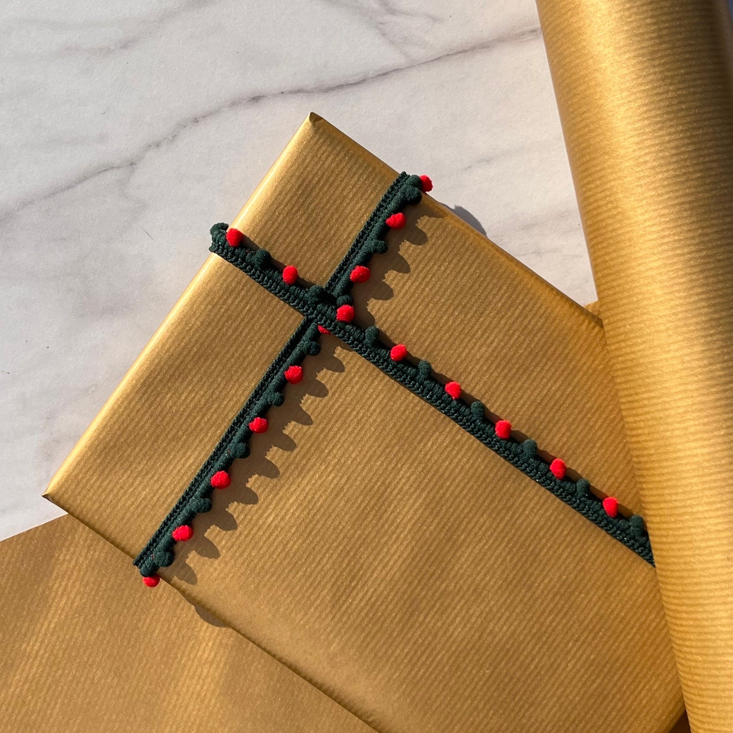 Metallic Gold Lined Eco Friendly Gift Wrapping Paper, 100% Recycled & Recyclable, Sustainable Kraft Wrapping Paper, Birthday Gift Wrap