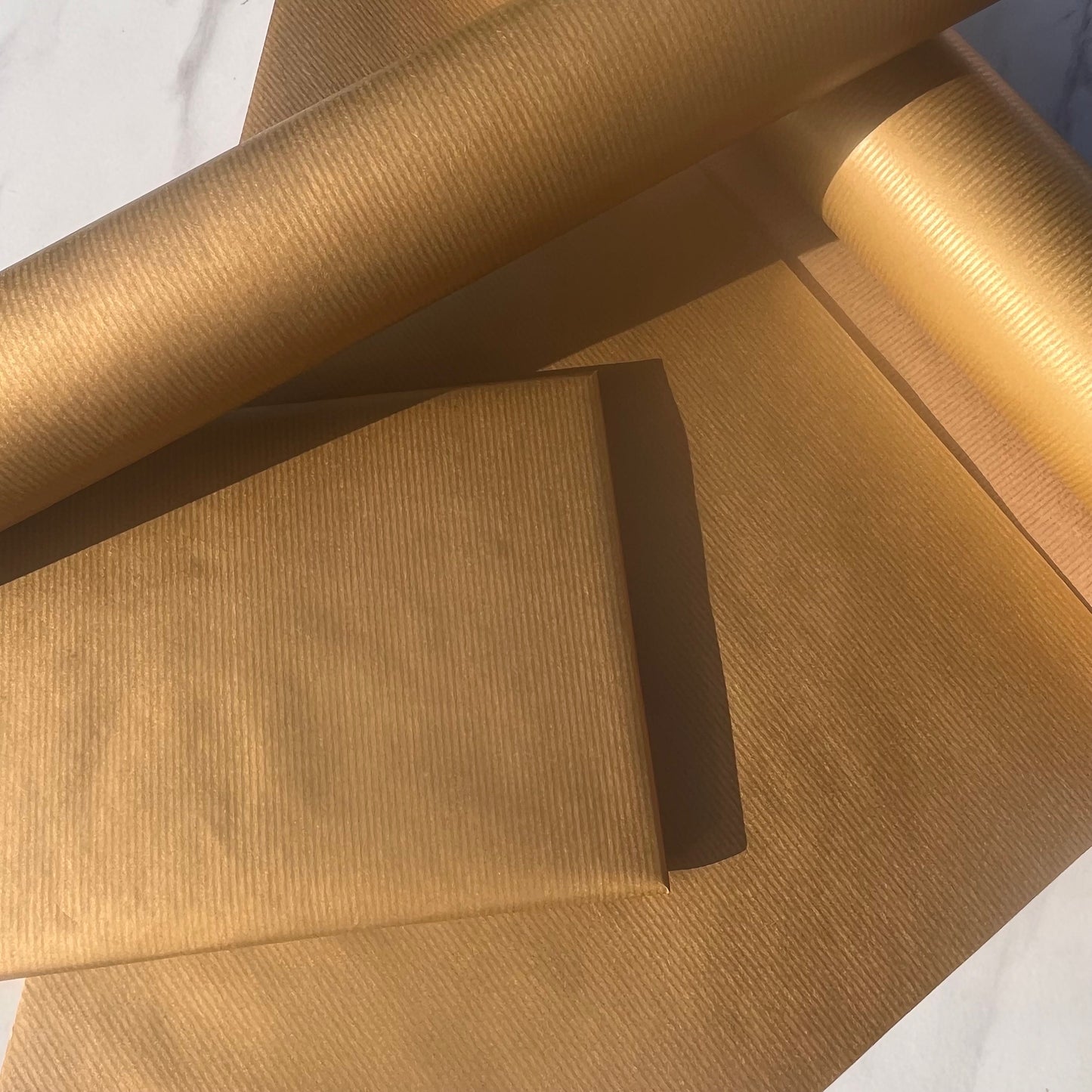 Metallic Gold Lined Eco Friendly Gift Wrapping Paper, 100% Recycled & Recyclable, Sustainable Kraft Wrapping Paper, Birthday Gift Wrap