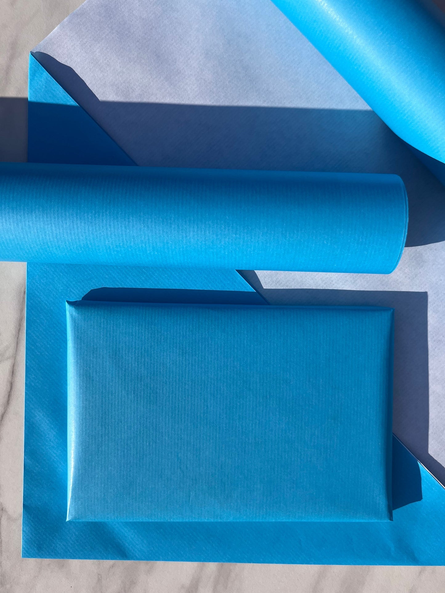 Sky Blue Lined Eco Friendly Gift Wrapping Paper, 100% Recycled & Recyclable, Sustainable Kraft Wrapping Paper, Birthday Gift Wrap