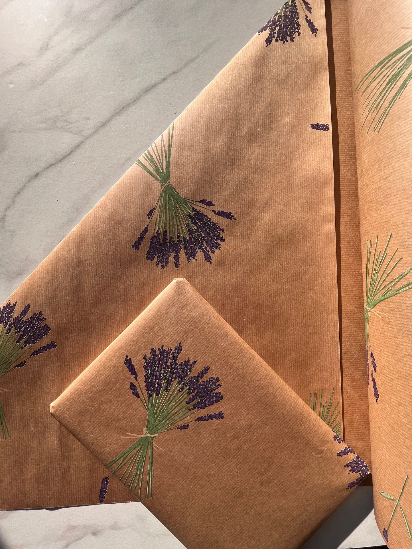 Lavender Flowers Eco Friendly Gift Wrapping Paper, 100% Recycled & Recyclable, Kraft Wrapping Paper, Birthday Wrapping Paper.