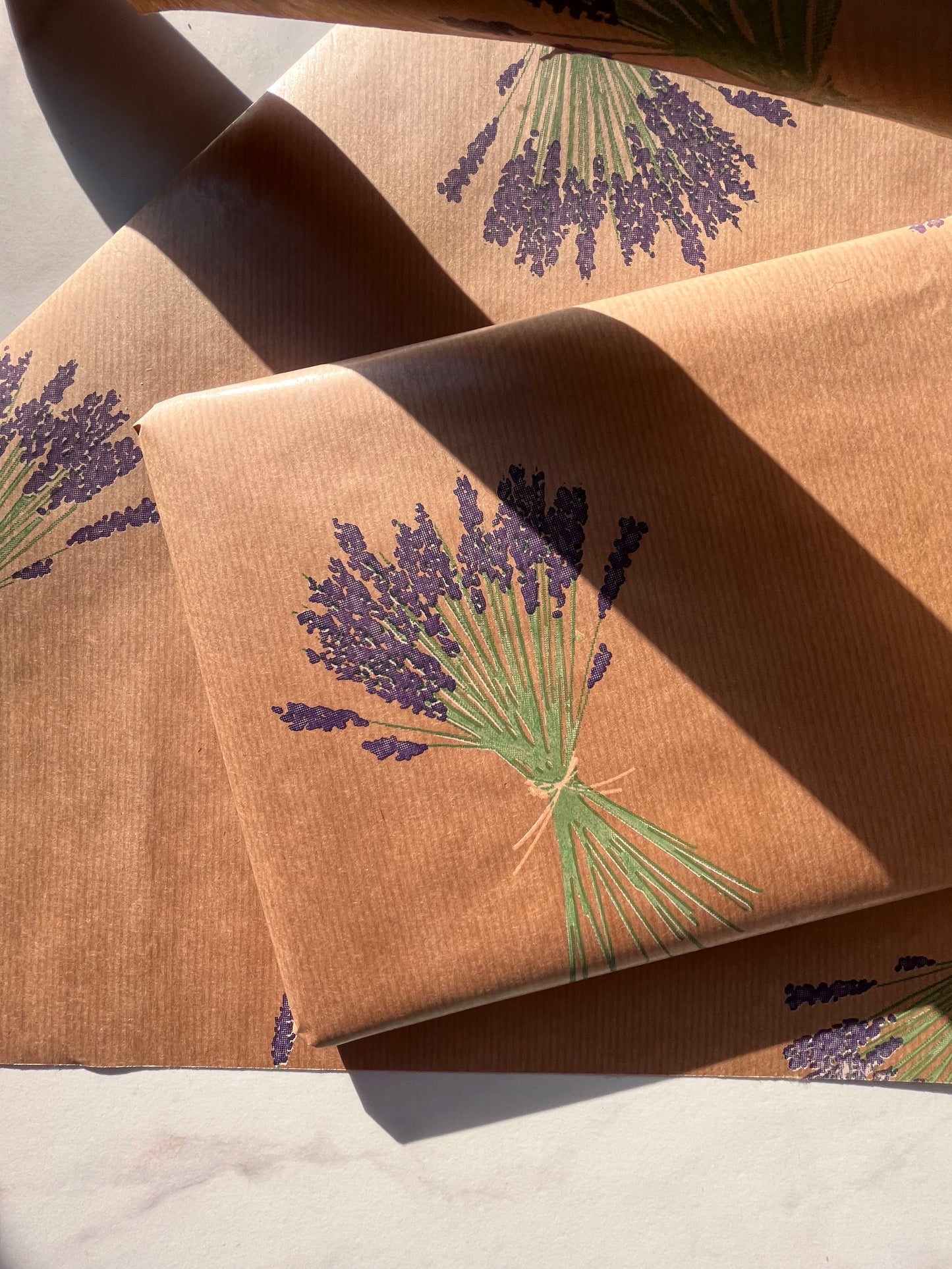 Lavender Flowers Eco Friendly Gift Wrapping Paper, 100% Recycled & Recyclable, Kraft Wrapping Paper, Birthday Wrapping Paper.