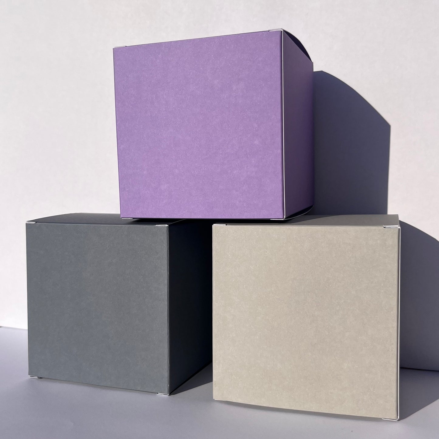 Oatmeal Grey Kraft Coloured Flat Pack Gift Candle Boxes 10x10x10 cm, Advent Calendar, Recycled and recyclable.