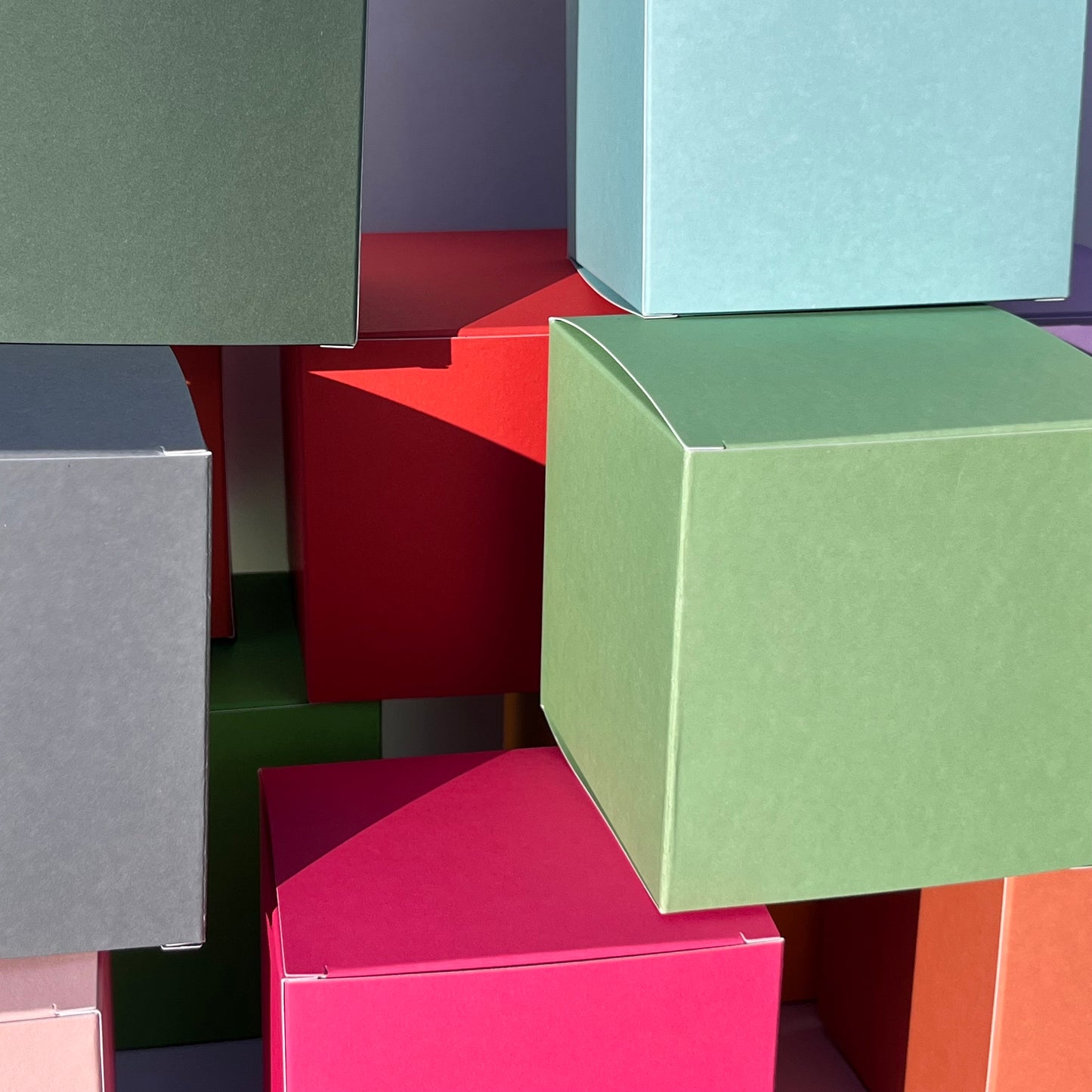 Forest Green Kraft Coloured Flat Pack Gift Candle Boxes 10x10x10 cm, Advent Calendar, Recycled and recyclable.