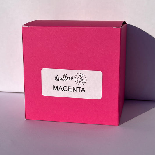 Magenta Florescent Hot Pink Kraft Coloured Flat Pack Gift Candle Boxes 10x10x10 cm, Advent Calendar, Recycled and recyclable.