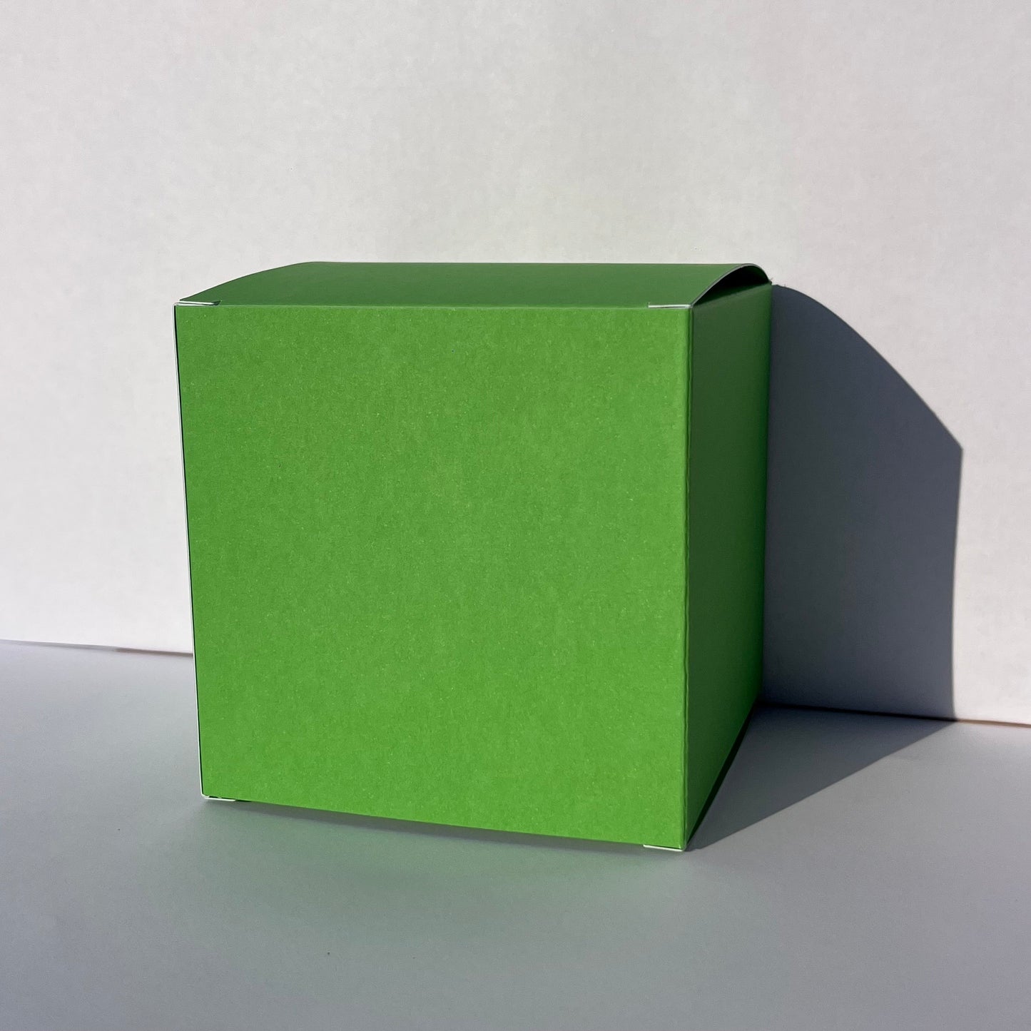 Bright Green Kraft Coloured Flat Pack Gift Candle Boxes 10x10x10 cm, Advent Calendar, Recycled and recyclable.